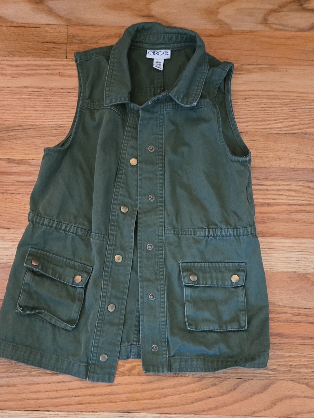 Cherokee Olive Green Girls' Utility Vest with Front Pockets
